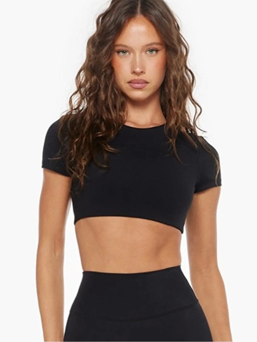 CSB Isabelle Mathers Freedom Black Crop Tee with built-in padding